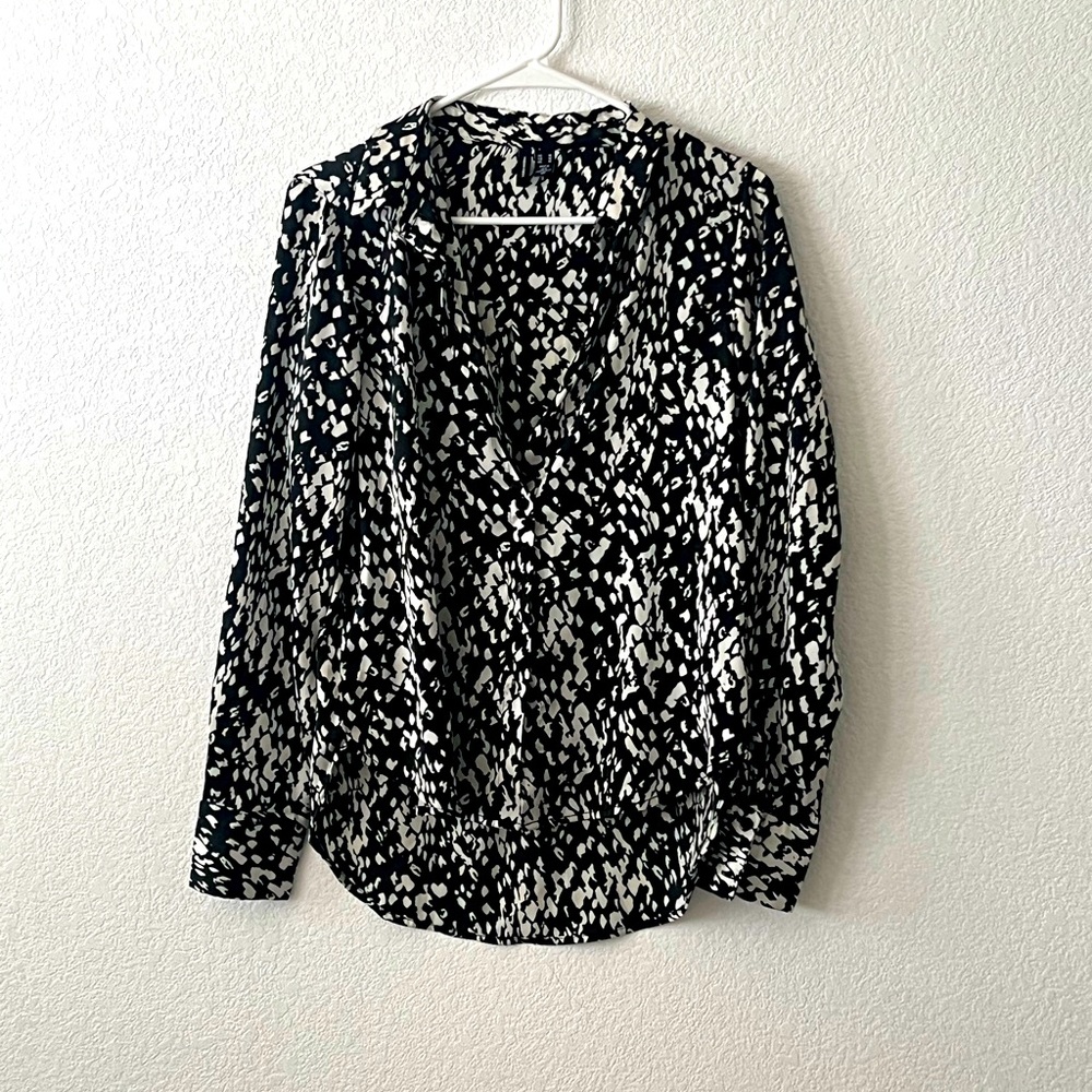 Patterned black and white blouse. Worn once